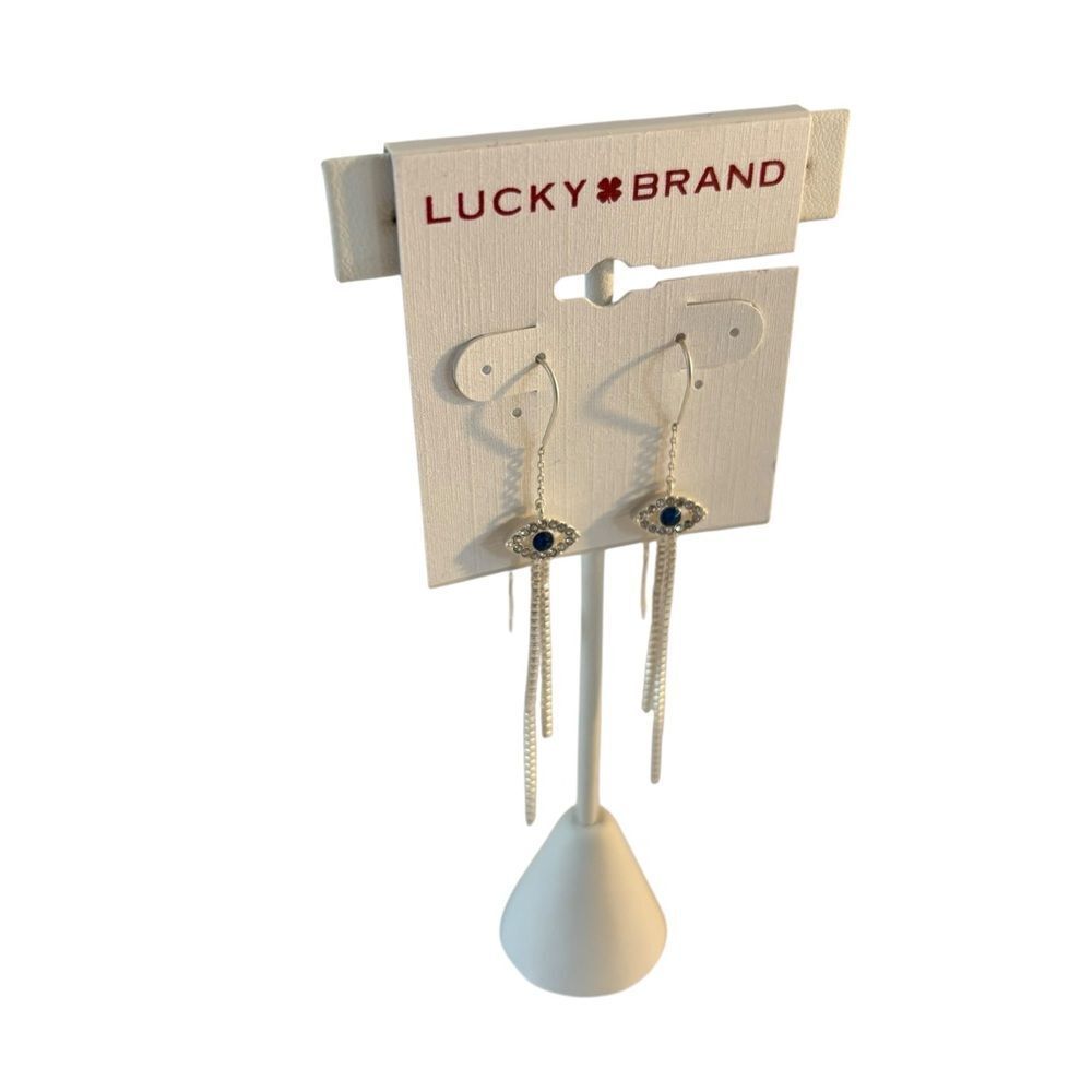 Evil Eye Threader Earrings. - Picture 2 of 6